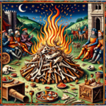 Bonfire con ossa di animali. Immagine generata da Dall-E