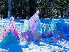 Giardino di cristalli di ghiaccio colorati