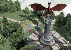 statua del drago rosso del Galle