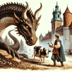leggenda del drago di Cracovia. Immagine generata da Dall-E