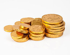 monete d'oro di cioccolato